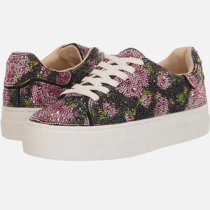 Betsey Johnson Pink and Black Floral Sneakers